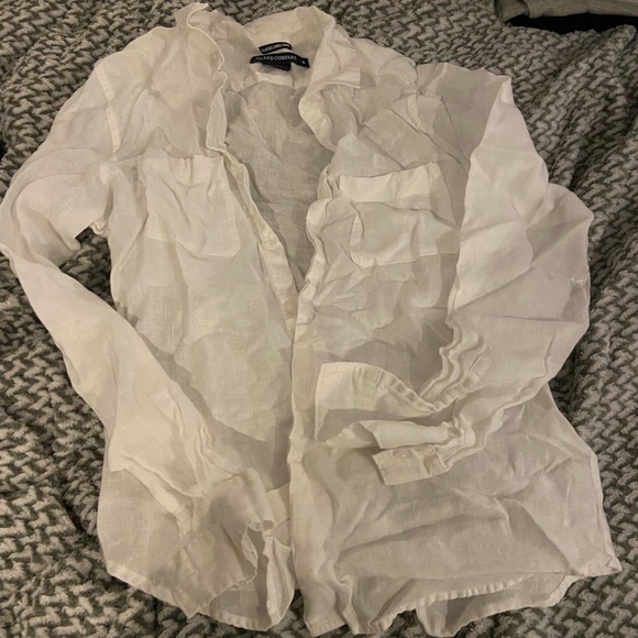 White linen button up blouse - Picture 1 of 2